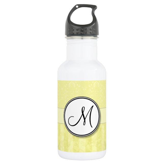 Garrafa Limon Cream Damask com Stripes e Monograma (Frente)