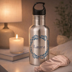 Garrafa Linda camada azul floral personalizada