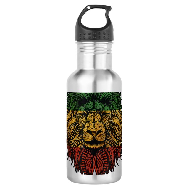 Garrafa Lion Rasta Roots Rock Reggae Design Graphic (Frente)