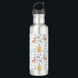 Garrafa Llama Alapaca Cute Animal Boho Design<br><div class="desc">Lama rosa doce com uma garrafa de água de gato. Que tema bonito para quem ama lhamas e gatos.</div>