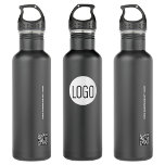 Garrafa Logotipo comercial personalizado no site de código<br><div class="desc">Promova sua marca com este logotipo simples de empresa personalizado em uma garrafa de água do site de código QR preto. Com um design preto elegante, esta garrafa d'água mostra o logotipo da sua empresa e um código QR que liga ao seu site, fazer-o uma combinação perfeita de estilo e...</div>