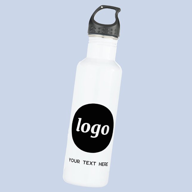 Garrafa Logotipo Simples Com Empresa De Texto (Simple logo with custom text promotional business branding water bottle)