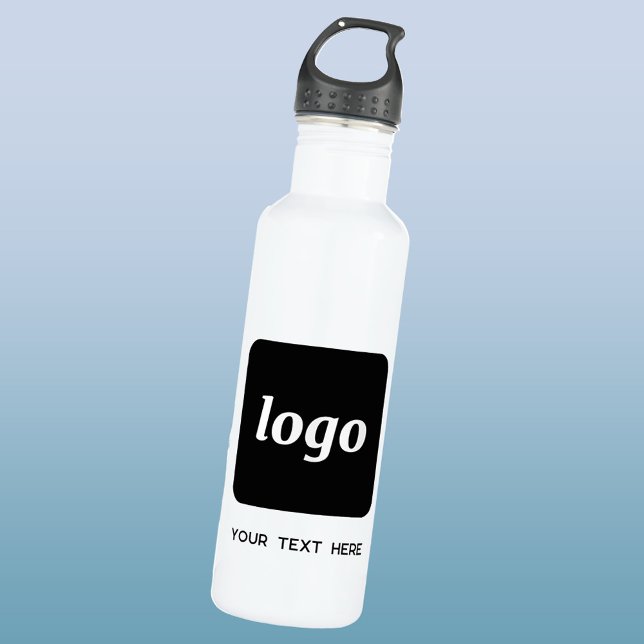 Garrafa Logotipo Simples Com Texto Empresarial (Logo with custom text business promotional stainless steel water bottle)