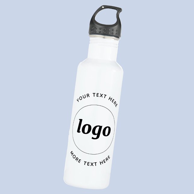 Garrafa Logotipo Simples Com Texto Empresarial (Simple logo with custom text promotional business branding water bottle)