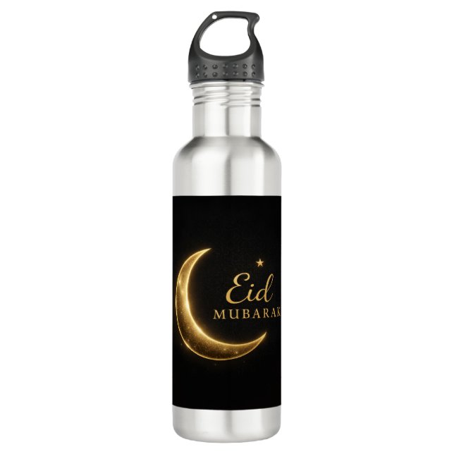 Garrafa Luxury Gold Crescent Eid Mubarak Bottle Modern Isl (Frente)