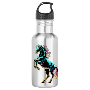 Garrafa Luz Neon de Cavalo Glitch Estilo Retro