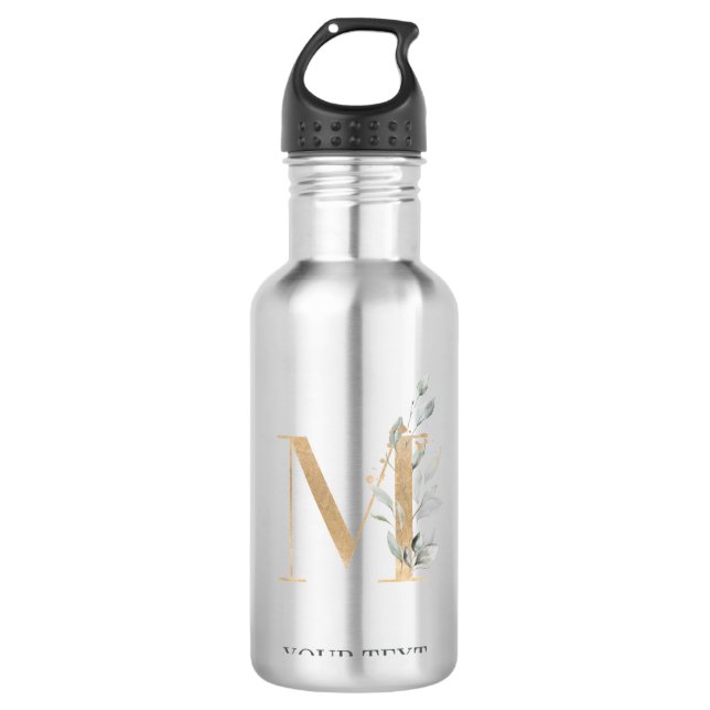 Garrafa M Monograma Floral Personalizado (Frente)