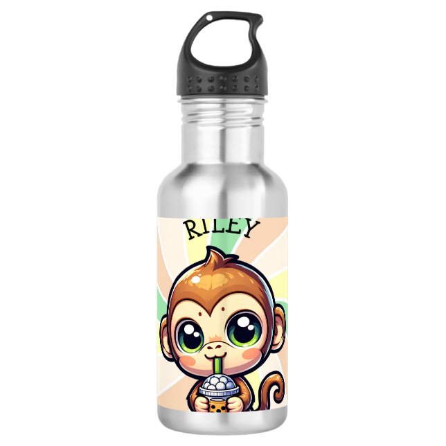 Garrafa Macaco Kawaii bonito com chá de bolha personalizad (Frente)