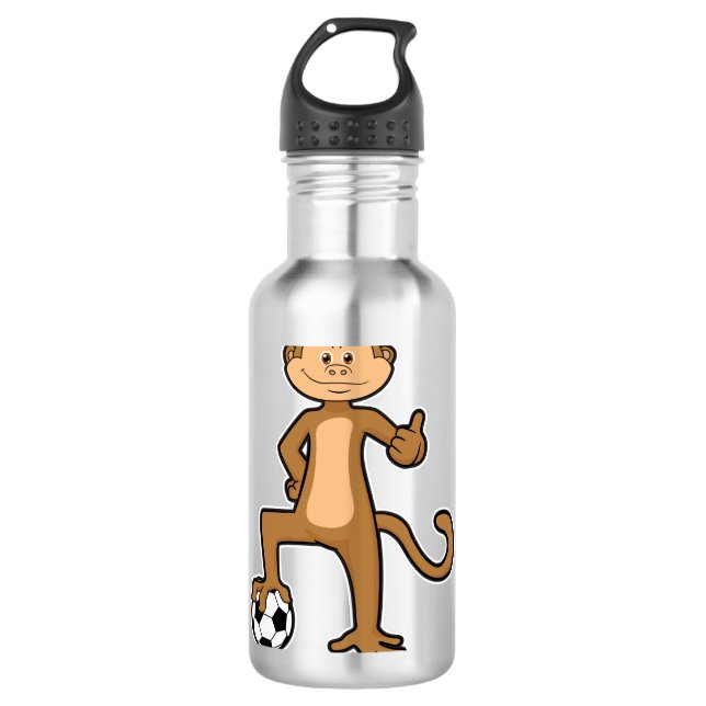 Garrafa Macaco no Esporte com bola de futebol (Frente)