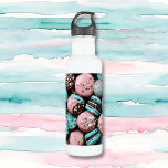 Garrafa Macaron rosa e azul com bordas<br><div class="desc">Macarão rosa,  azul e chocolate com aspersas deliciosas.</div>