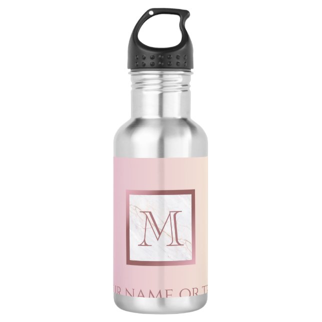Garrafa Mântua cor-de-rosa com Rosa Dourado Monograma (Frente)