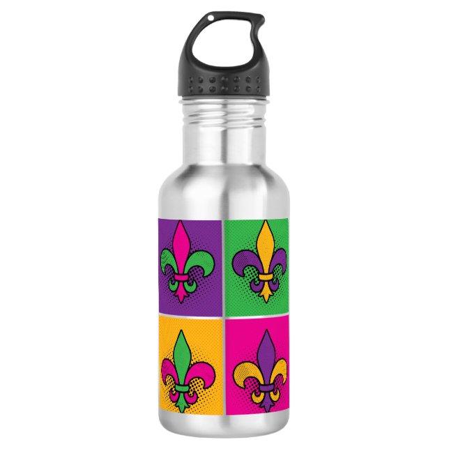 Garrafa Mardi Gras Pop Art Fleur de Lis (Frente)