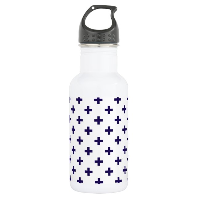 Garrafa Marinho azul polka cruza em branco (Frente)