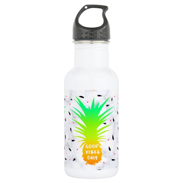 Garrafa mármore branco de abacaxi tropical de verão (Frente)