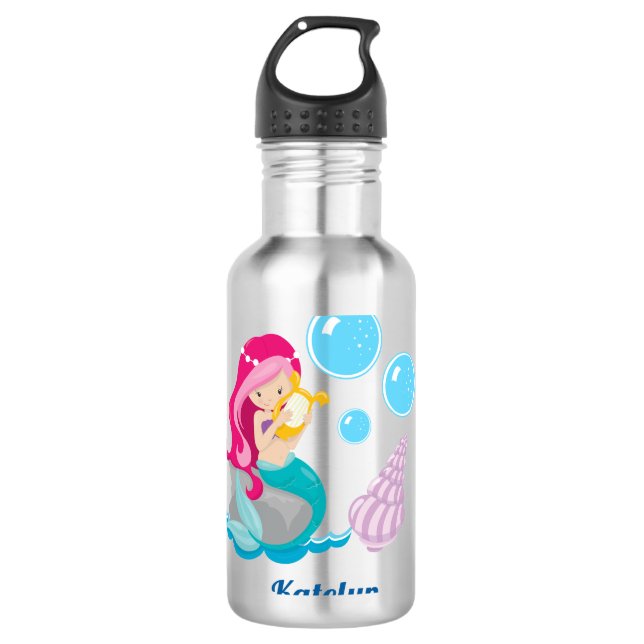 Garrafa Menina de Sereia Personalizada (Frente)