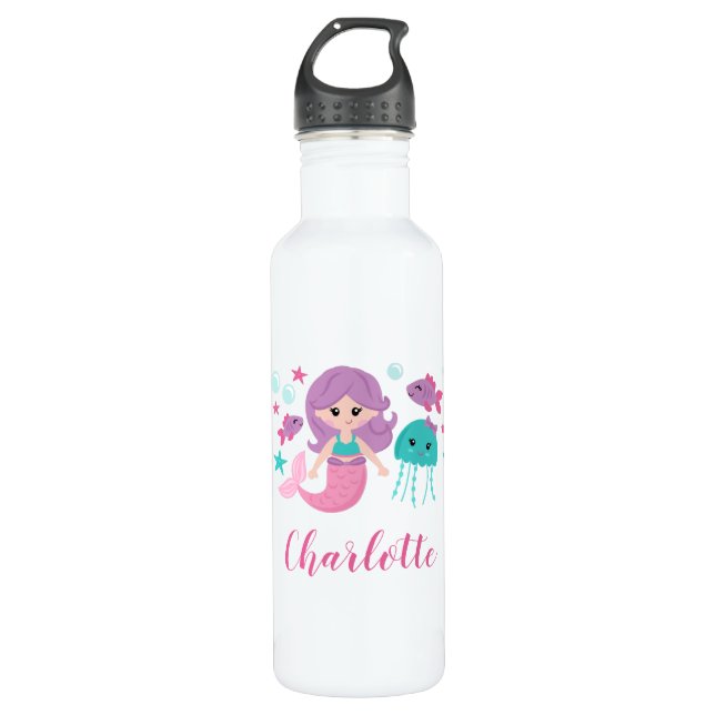 Garrafa Menina Personalizada de Sereia Bonita (Frente)