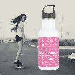 Garrafa Menina Personalizada: Menina Rosa Rosa<br><div class="desc">Design de vários tipos de letra. Tipografia na moda branca sobre fundo rosa. Peça a garrafa de água da sua garota de trás para a escola hoje e a mantenha hidratada o dia todo.</div>