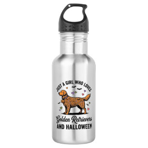 Garrafa Menina Retriever Dourado de Halloween Mãe de Cacho
