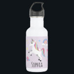 Garrafa Meninas Cute Magical Unicorn, Rainbow & Stars Kids<br><div class="desc">Este design de garrafa de água para crianças,  brancos e bonitos,  apresenta um unicórnio mágico com um arco-íris,  estrelas,  planeta e coroa princesa,  com espaço para você adicionar seu nome de meninas em uma bela tipografia. O perfeito presente mágico púrpura de volta à escola para o seu filho.</div>