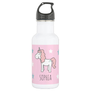 Garrafa Meninas Lindo Unicórnio Mágico Rosa Crianças 