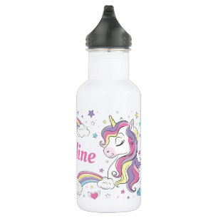 Garrafa Meninas Unicórnio Arco-Íris Personalizado Nome