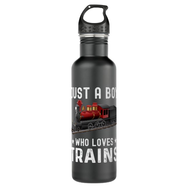 Garrafa Meninos Engraçados Apenas Um Menino Que Adora Tren (Frente)