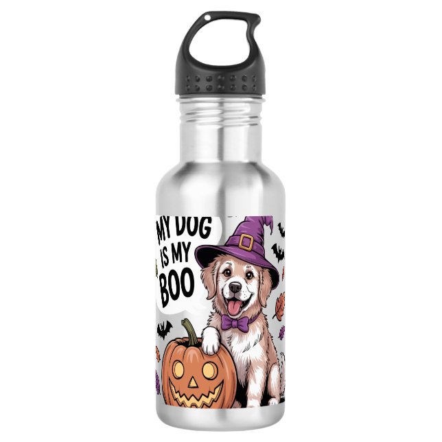 Garrafa Meu cachorro é meu Boo Halloween (Frente)