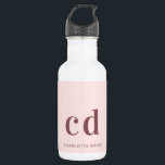 Garrafa minimalista do nome do monograma personalizado cor<br><div class="desc">Um ouro rosa feminino e feminino,  fundo rosa. Texto rosa dourado escuro. Personalize e adicione suas iniciais de monograma e seu nome.</div>