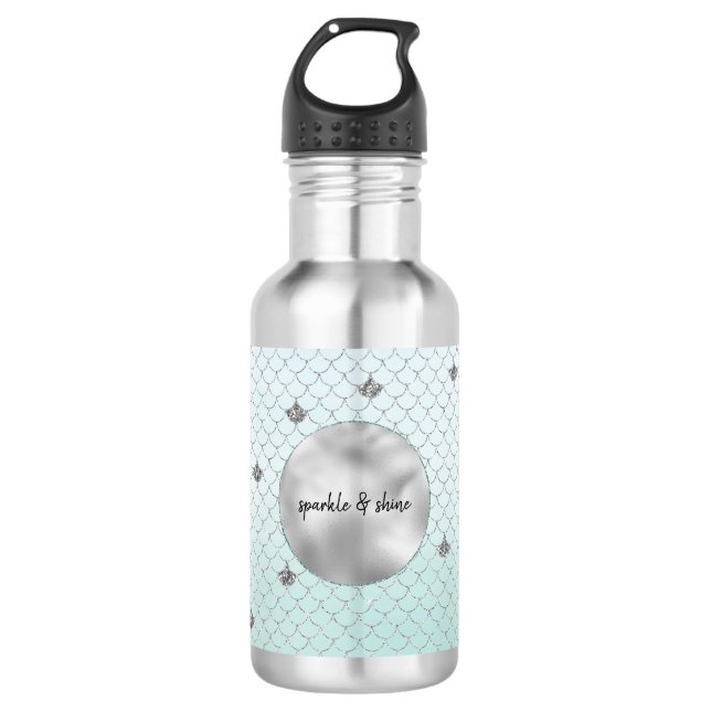 Garrafa Mint Blue Ombre Silver Sereia (Frente)