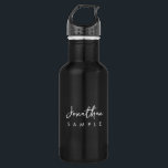 Garrafa Modelo de Monograma Simples e Elegante Moderno<br><div class="desc">Moderno Elegante Minimalista Simples Melhor Garrafa Clássica de Modelo de Monograma,  Trendy Black & White 18 oz Stainless Steel Water Bottle.</div>