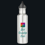 Garrafa Modelo de Tipografia Elegante - Melhor Vovô Nunca<br><div class="desc">Carregue Sua Imagem Imagem Foto Tipografia Script Texto Personalizado Melhor Vovô Alguma Vez Corajoso Garrafa Clássica De Modelo Tendy Teal Blue Green Stainless Steel Clássico.</div>