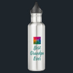 Garrafa Modelo de Tipografia Elegante - Melhor Vovô Nunca<br><div class="desc">Carregue Sua Imagem Imagem Foto Tipografia Script Texto Personalizado Melhor Vovô Alguma Vez Corajoso Garrafa Clássica De Modelo Tendy Teal Blue Green Stainless Steel Clássico.</div>