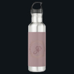 Garrafa Modelo personalizado com Rosa de monograma Elegant<br><div class="desc">Monograma Elegante Rosa Modelo personalizado Dourado Adicionar Frasco de Água de Aço Inoxidável.</div>