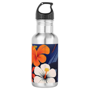 Garrafa Moderno de Meados do Século Havaiano Hibisco e Plu