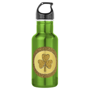 Garrafa Moedas Douradas de Shamrock irlandês sorte