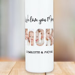 Garrafa Mom 3 Photos Cutout Letters<br><div class="desc">Your Mom will be delighted with this charming keepsake photo water bottle featuring the word MOM as photo cutouts. 
It is easily customizable with your photos and names. Makes a wonderful gift for Mother's Day or her birthday.</div>