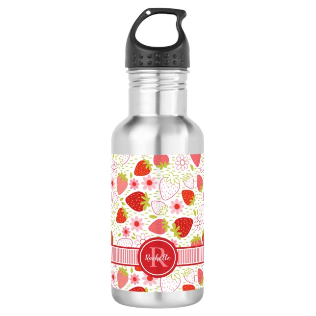 Garrafa Monogram Summer Strawberry Fruit Pattern (Frente)