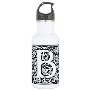 Garrafa Monograma B inicial. Padrão Floral de Nome Persona