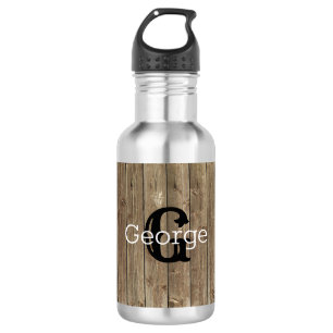 Garrafa Monograma Castanho Madeira Bonita Personalizada