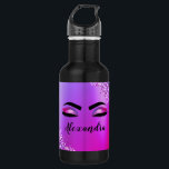 Garrafa Monograma Cor-de-Rosa Púrpura Eilashes da Leve Mod<br><div class="desc">Folha fina e Cor-de-rosa, Folha Metálica Espumante Metálica Bruta Nome Monograma Metálico e Alças Iniciais (Lashes), Extensões Eilash e Garrafa de Água Olhos. Isto faz o doce e perfeito aniversário de 16 anos, casamento, chá de panela, aniversário, chá de fraldas ou presente de festa de solteira para alguém que decorou...</div>