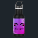 Garrafa Monograma Cor-de-Rosa Púrpura Eilashes da Leve Mod<br><div class="desc">Folha fina e Cor-de-rosa, Folha Metálica Espumante Metálica Bruta Nome Monograma Metálico e Alças Iniciais (Lashes), Extensões Eilash e Garrafa de Água Olhos. Isto faz o doce e perfeito aniversário de 16 anos, casamento, chá de panela, aniversário, chá de fraldas ou presente de festa de solteira para alguém que decorou...</div>