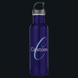 Garrafa Monograma Cursivo Editável Purplish Blue<br><div class="desc">Design de monograma editável,  personalize e mude como quiser!</div>