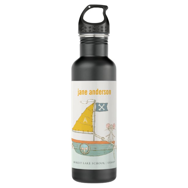 Garrafa Monograma de Crianças de Navegação de Rato Pirata  (Frente)