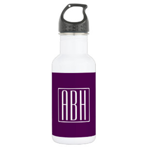 Garrafa Monograma de iniciais   Branco no Roxo Fundo