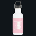 Garrafa Monograma de Iniciais | Rosas claro Brancas<br><div class="desc">Rosa claro suave com seu monograma personalizado... otimizado e moderno.</div>