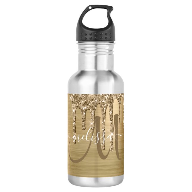 Garrafa Monograma de Lixo Dourado com Glitter Lípter de Ti (Frente)