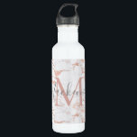 Garrafa Monograma de Mármore de folha dourada Rosa de luxo<br><div class="desc">Girly Rosa Gold Foil | Garrafa Marble Monograma com seu monograma e nome no nosso clássico mármore branco com cor rosa rosa cor-de-rosa. Entre em contato conosco em cedarandstring@gmail.com se precisar de assistência com o design ou produtos correspondentes.</div>