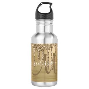 Garrafa Monograma de metal de pincel de deslizamento Doura