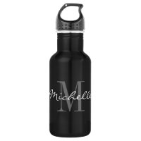 Monograma de nome personalizado branco e preto gla