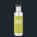 Garrafa Monograma de nome personalizado verde amarelo sóli<br><div class="desc">- design sólido,  em negrito,  minimalista com nome,  fonte,  tamanho da fonte ou cor da fonte personalizável... . É muito divertido e divertido!</div>